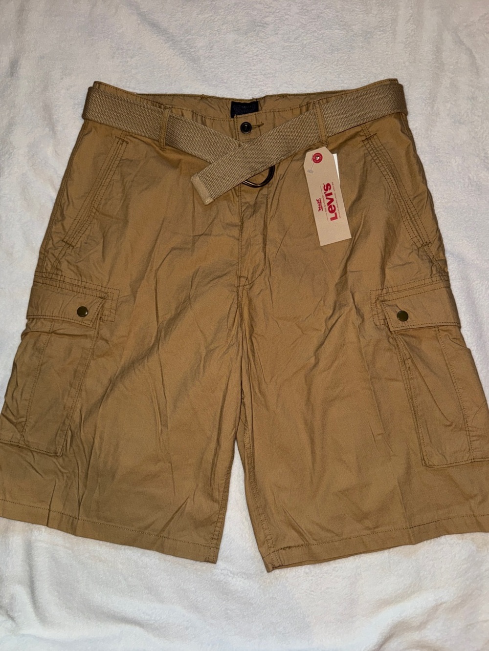 Levi's Men's Khaki Cargo Shorts with Web Belt